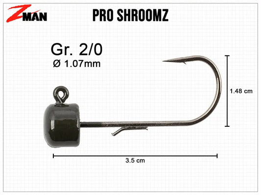 Z-Man Pro ShroomZ 2/0 green Pumpkin | Ned Rig Jigkopf