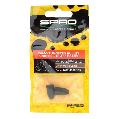 Spro Camo Tungsten Bullet Sinker + Glas Beads (Matte Camo)