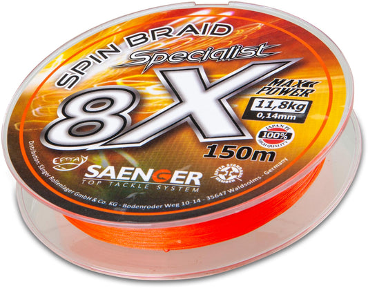 Sänger Specialist Spin Braid 8x 150m fluo Orange - geflochtene Schnur