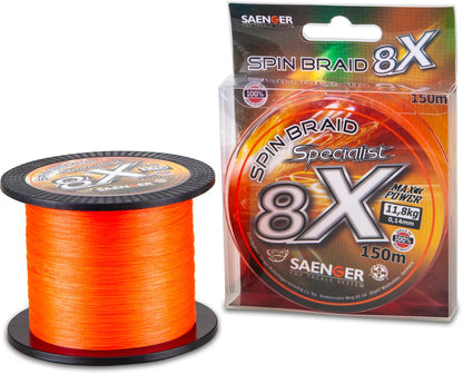 Sänger Specialist Spin Braid 8x 150m fluo Orange - geflochtene Schnur